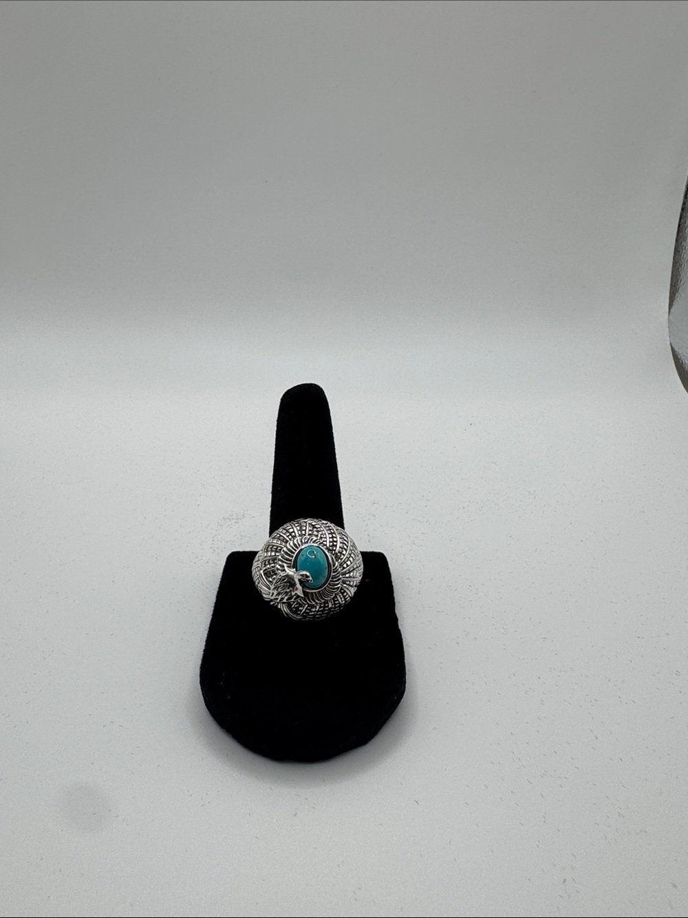 QVC Silver-Tone Ring with Turquoise Center